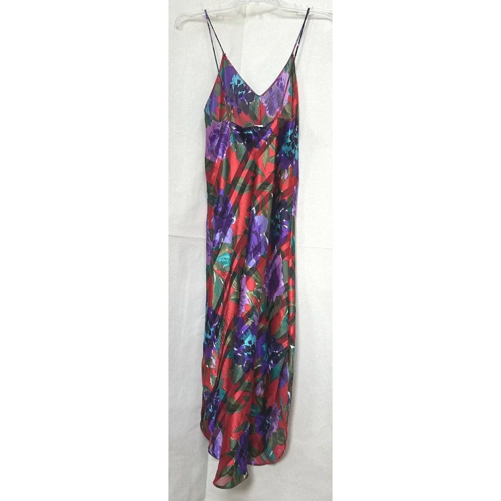 Lucie Ann II Whimsy Coquette Floral Sheer Shadow Stripe Chemise Nightie S Vtg